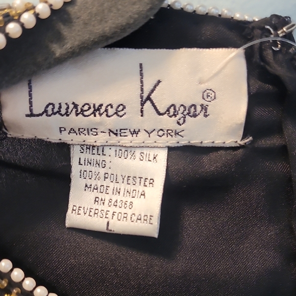 Laurence Kazar Black Beaded Embellished Short Sleeve Top - Picture 7 of 9